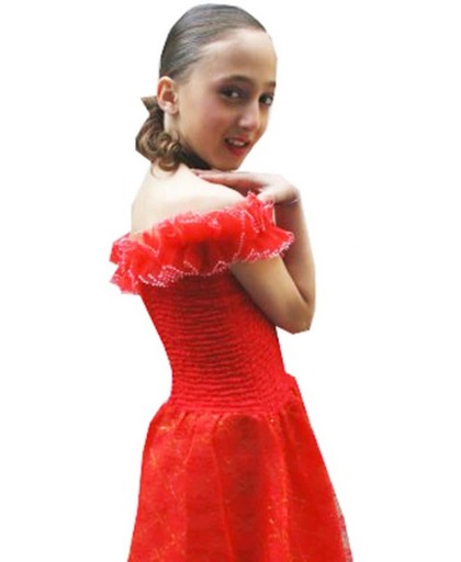 Prinsessen jurk - Rood - Maat 128/134 (10) - Verkleed jurk