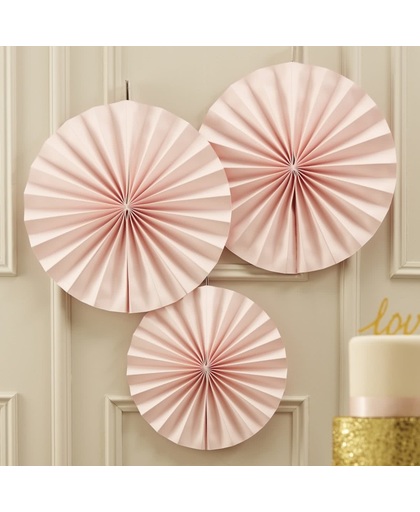 Fan decoratie - Pastel Perfection - Roze (3 stuks)