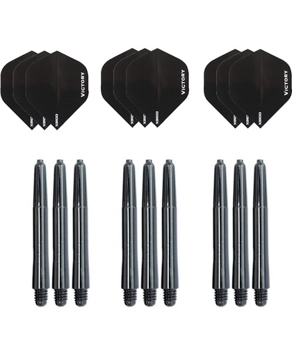 3 sets (9 stuks) Super Sterke Zwarte Poly XS100 - flights - en 3 sets (9 stuks)  zwarte - shafts