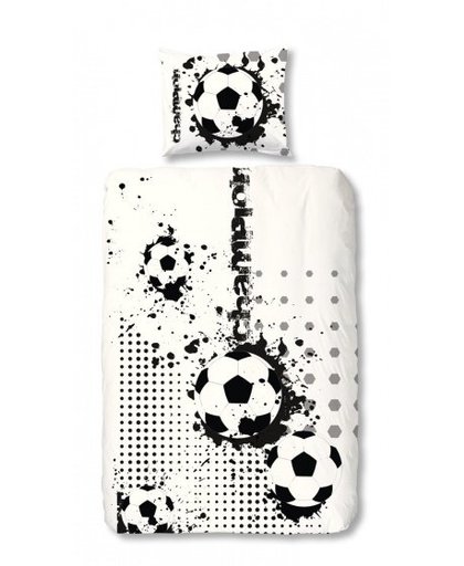Good Morning dekbedovertrek Soccer 140 x 200/220 cm zwart/wit