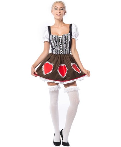 Tiroler Jurkje � Dirndl Heidi Ho - Oktoberfest kleding voor dames � Dirndl jurkje maat S � Verkleedkleding voor dames kleur rood met bruin