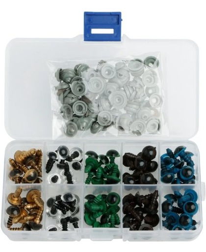 Joitech® - 50 Paar 10 mm Hobbyoogjes Box in 5 Verschillende Kleuren