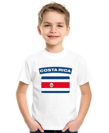 Costa Rica t-shirt met Costa Ricaanse vlag wit kinderen XS (110-116)