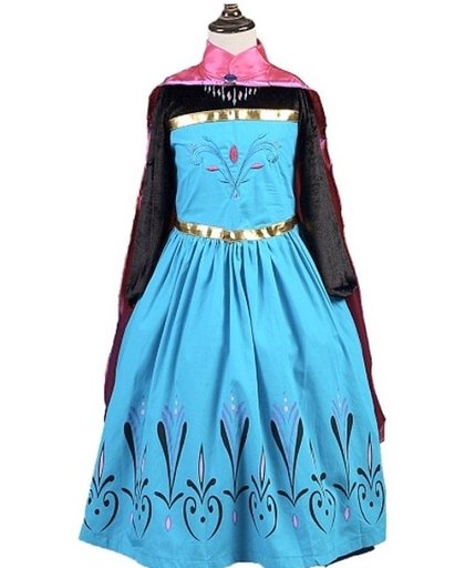 Elsa jurk Kroning 110 met roze cape + GRATIS Ketting - maat 92-98 Prinsessen jurk verkleedkleding