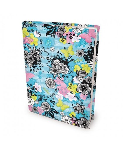 Dresz elastische boekenkaft A4 Flowers textiel/elastaan