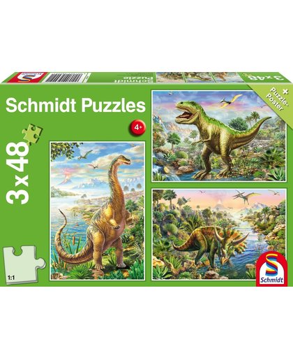Avontuur met Dinosauriers, 3 x 48 stukjes Legpuzzel