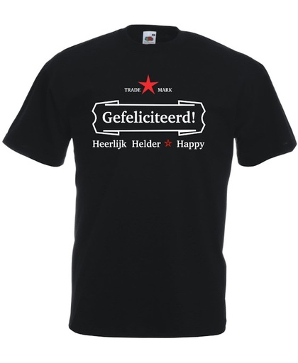Mijncadeautje T-shirt - Gefeliciteerd, heerlijk, helder - Unisex Zwart (maat XL)