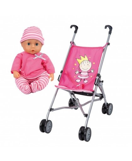 Bayer buggy dolls princess met pop en 12 geluiden 55 cm roze