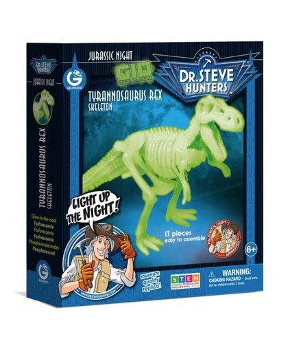 Geoworld bouwpakket glow in the dark Tyrannosaurus Rex 34 cm