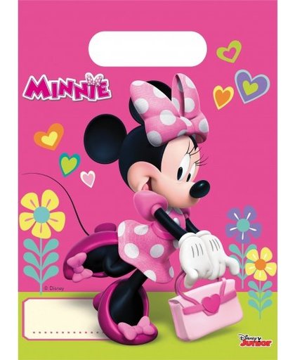 Disney feestzakjes Minnie Mouse roze 23 cm 6 stuks