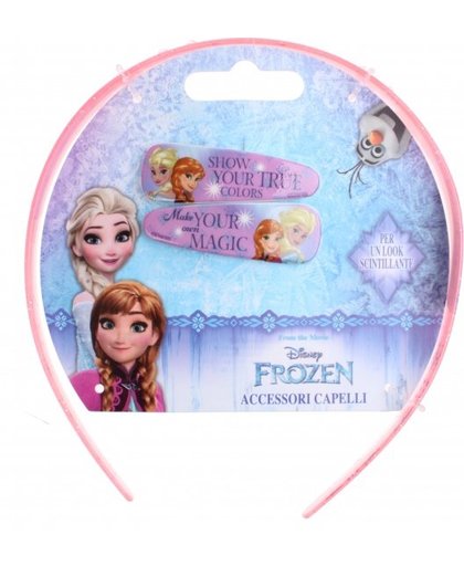 Disney diadeem met speldjes Frozen 3 delig roze