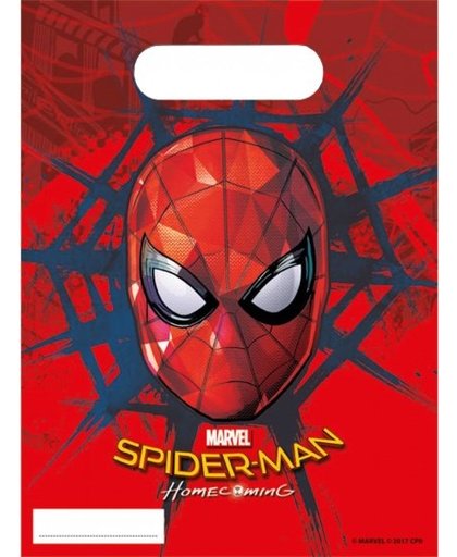 Marvel feestzakjes Spider Man rood 23 cm 6 stuks