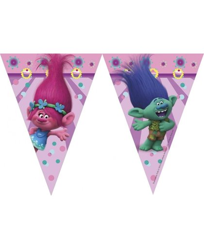 Dreamworks vlaggenlijn Trolls 200 cm roze/paars