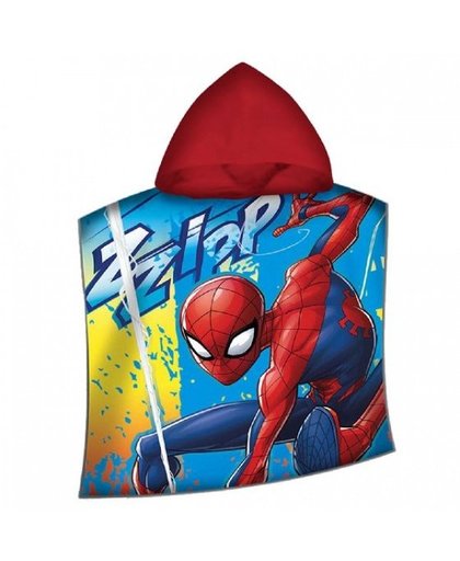 Marvel poncho Spider Man 120 x 60 cm blauw/rood