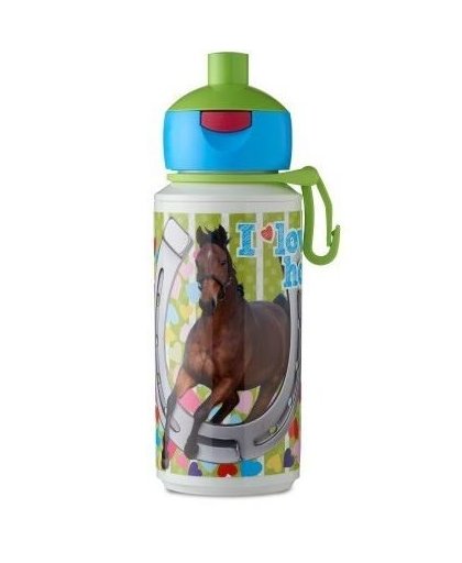 Rosti Mepal Pop up schoolbeker Paarden 275 ml groen/blauw