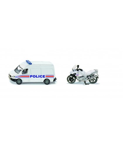 Siku Frans politiebusje en politiemotor wit (1655001)