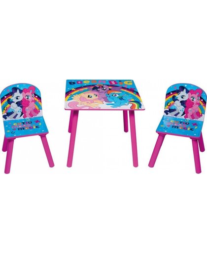 My Little Pony houten tafel met stoelen meisjes roze/blauw
