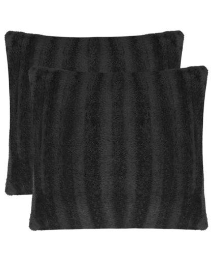 vidaXL Cushion Covers 2 pcs Faux Fur 80x80 cm Black