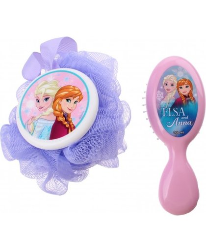 Disney Frozen cadeau set spons en borstel paars/roze