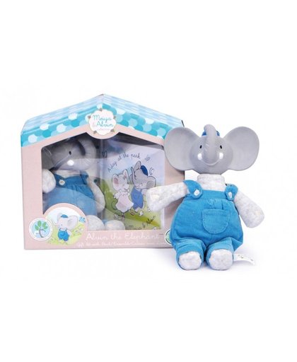 Meiya & Alvin cadeaubox Alvin de olifant grijs/blauw