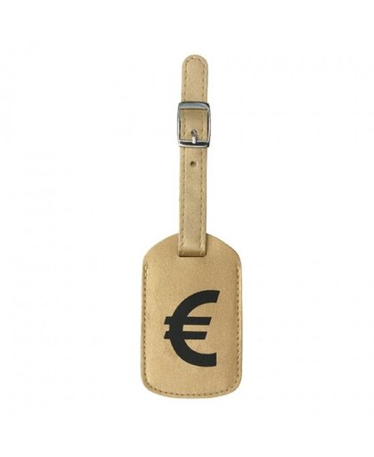 Dresz bagagelabel Euro PU leer 9,5 x 6 cm goud/zwart