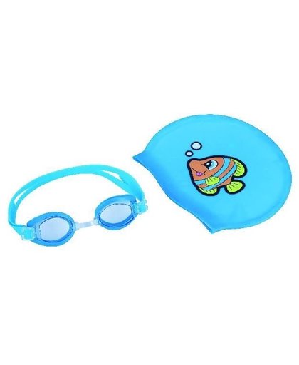 Bestway zwembril met badmuts junior blauw
