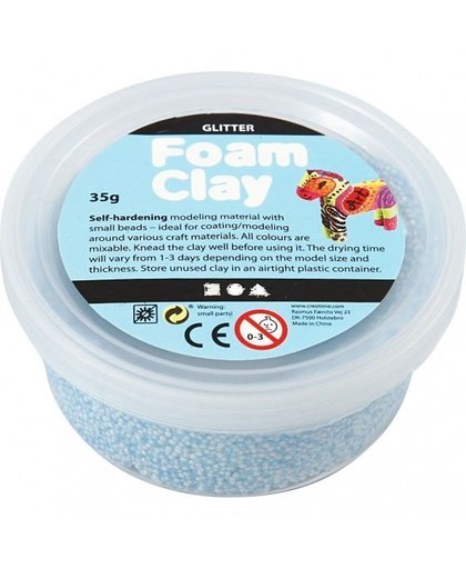 Creotime Foam klei glitter 35 gram lichtblauw