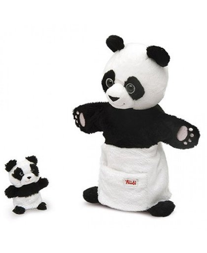 Trudi Handpop Mama & Baby Panda 28 cm Zwart/Wit
