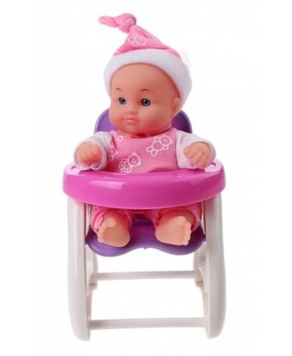 Toi Toys babypop in kinderstoel meisjes roze