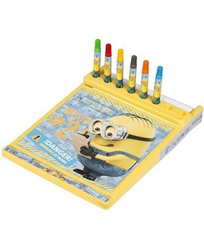 Minions tekenbord Jumbo Roll & Go 33 cm geel 7 delig