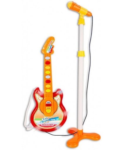 Bontempi Toyband Baby gitaar met staande microfoon oranje