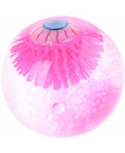 Johntoy stuiterbal met lichtgevend oog 7 cm roze