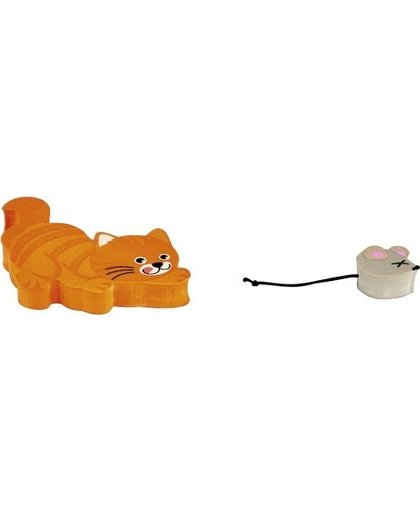 Moses gummenset kat en muis 6,5 cm oranje/grijs