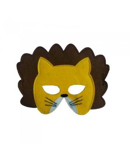 Mamamemo vilten masker leeuw 19 x 16 cm geel/bruin per stuk