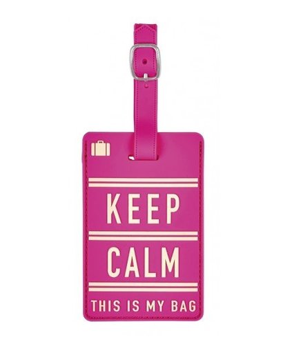Moses kofferlabel Keep Calm 11 x 7 cm roze
