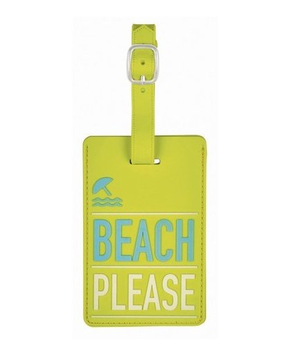 Moses kofferlabel Beach Please 11 x 7 cm groen