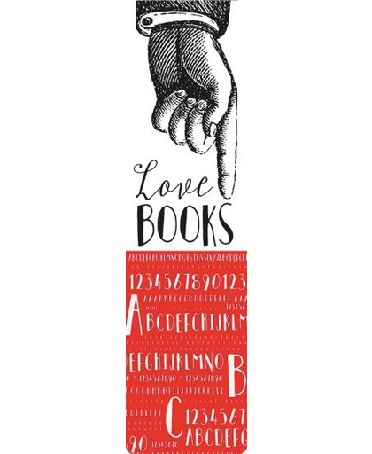 Moses boekenlegger met elastiek Love Books 17,5 x 4,7 cm wit/rood