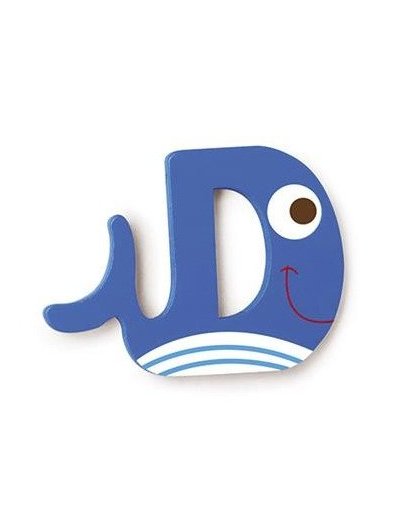 Scratch letter D walvis blauw 5.5 cm