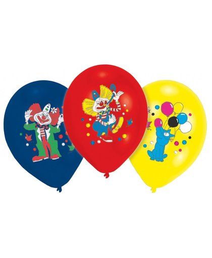 Amscan ballonnen clown 8 stuks 25 cm rood/blauw/geel