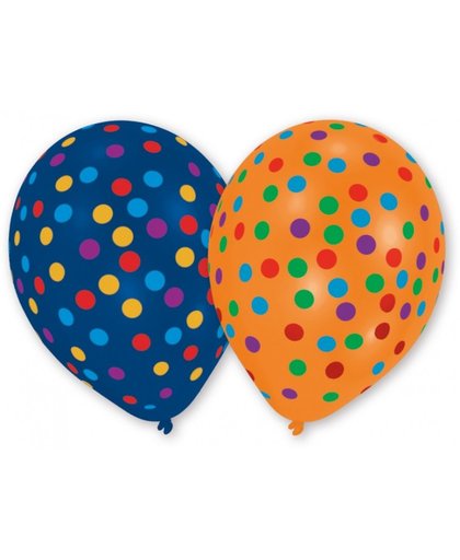 Amscan ballonnen confetti 8 stuks 25 cm blauw/oranje