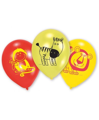 Amscan ballonnen Safari 23 cm rood/geel/groen 6 stuks