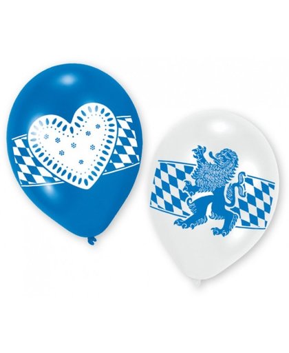 Amscan ballonnen Oktoberfest 23 cm blauw/wit 6 stuks
