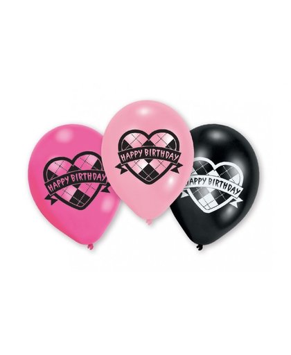 Amscan ballonnen High School Birthday 23 cm zwart/roze 6 stuks