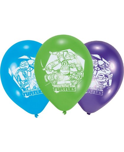 Amscan ballonnen Ninja Turtles 23 cm groen/blauw 6 stuks