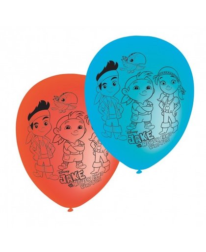 Amscan ballonnen Jake & the Pirates 23 cm blauw/oranje 6 stuks