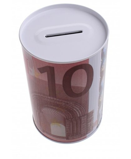 Johntoy Metalen spaarpot met eurobiljet print 10 euro rood