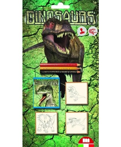 Multiprint kleurset Dinosaurs 7 delig groen
