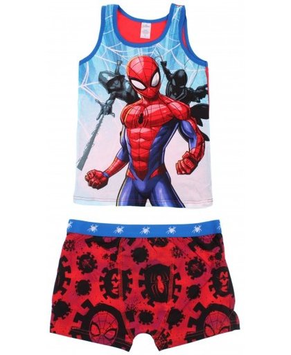 Marvel boxer en hemd Spider Man rood/blauw jongens mt 116 122