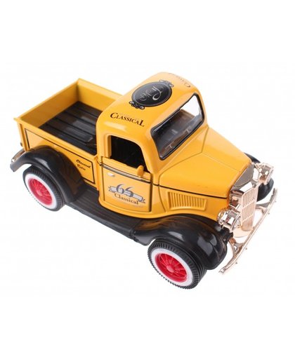 Toi Toys schaalmodel classic cars die cast geel 12 cm