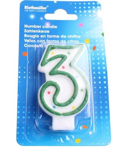 Amscan verjaardagskaarsje cijfer 3 groen